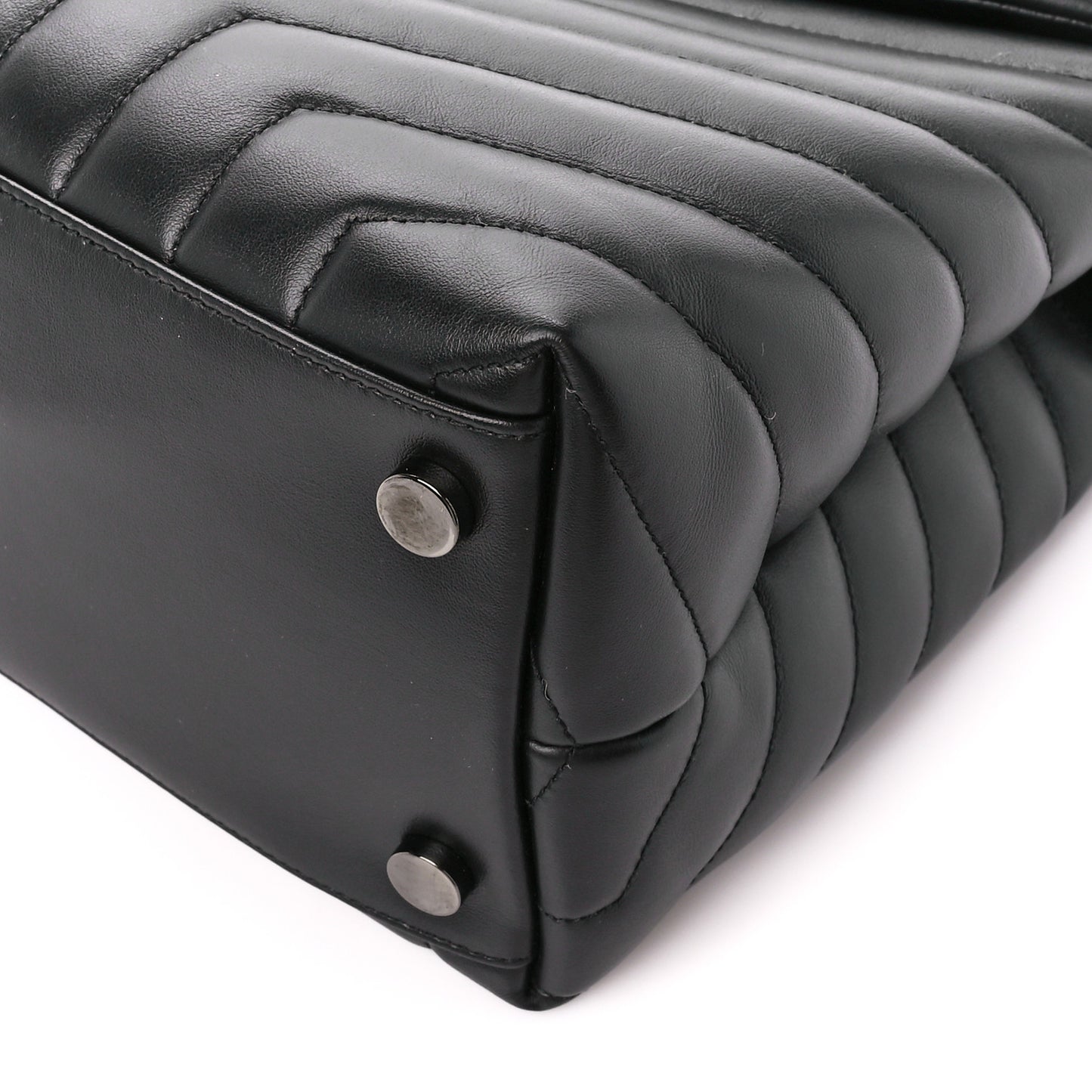 Calfskin Y Quilted Monogram Monochrome Large Loulou Chain Satchel Black