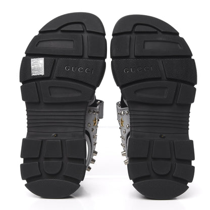 Gucci Technical Canvas Calfskin Reflective Studded Mens Aguru Sandals 7 Silver Black 5 of 7