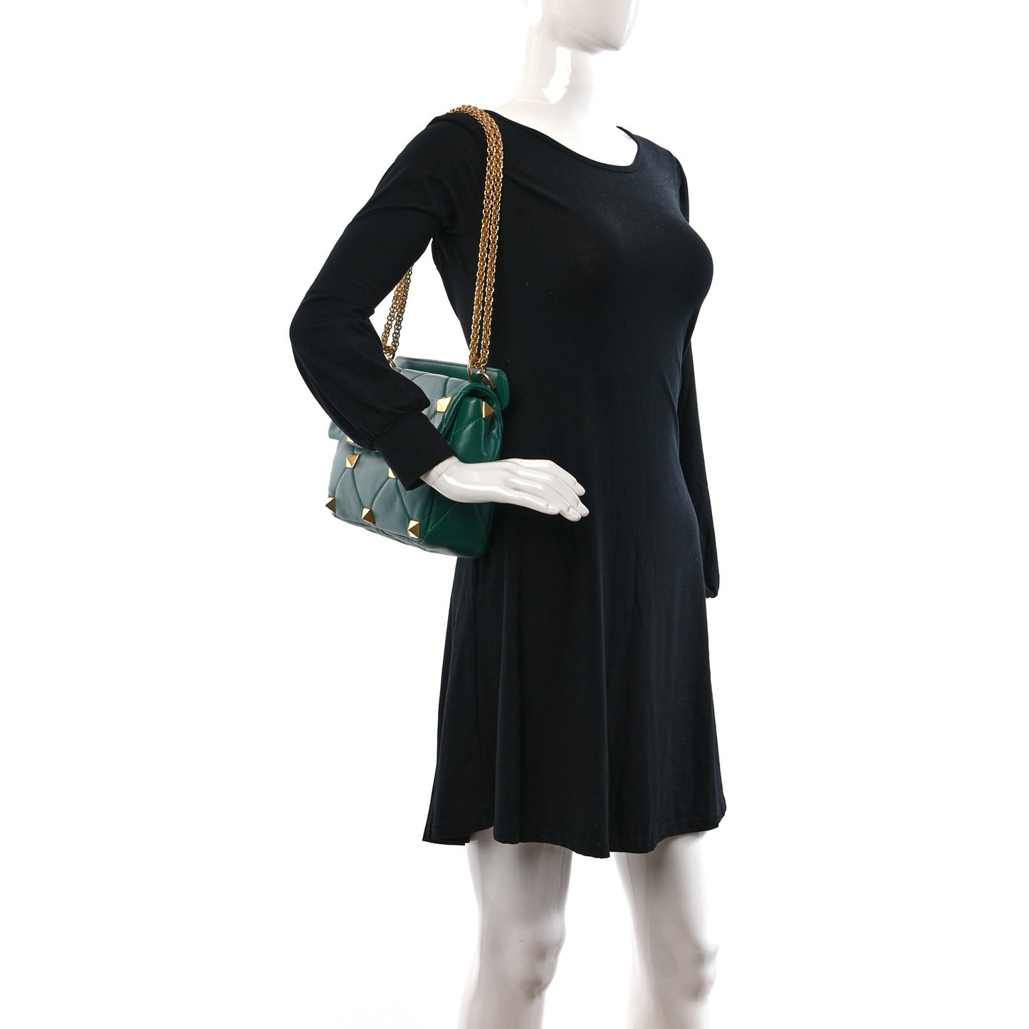 Nappa Large Roman Stud Shoulder Bag Jungle