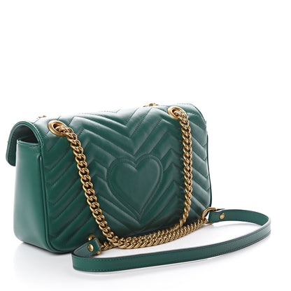 Gucci Calfskin Matelasse Small GG Marmont Shoulder Bag Emerald Green 2 of 8
