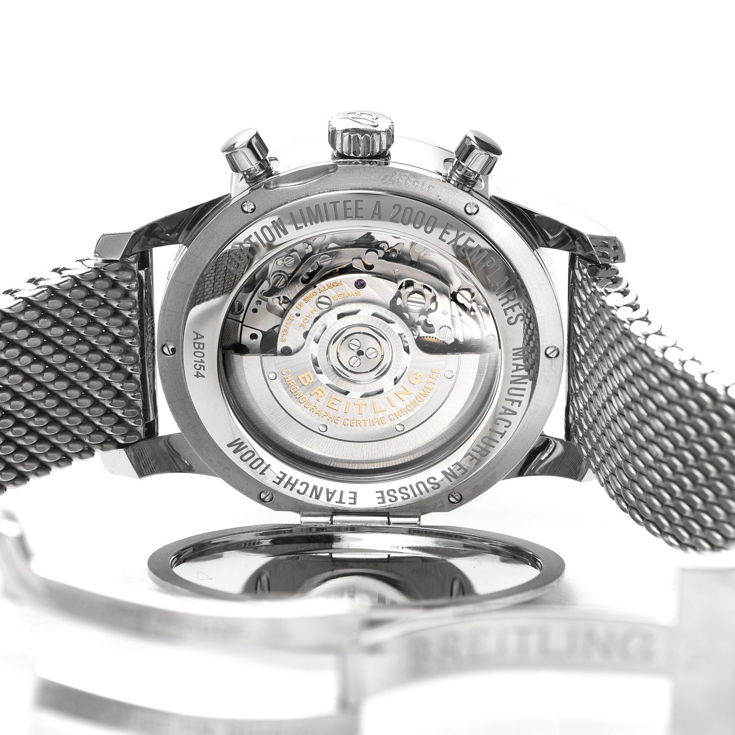 Breitling Stainless Steel 43mm Transocean Chronograph Limited Edition Watch Ivory AB0154 5 of 7