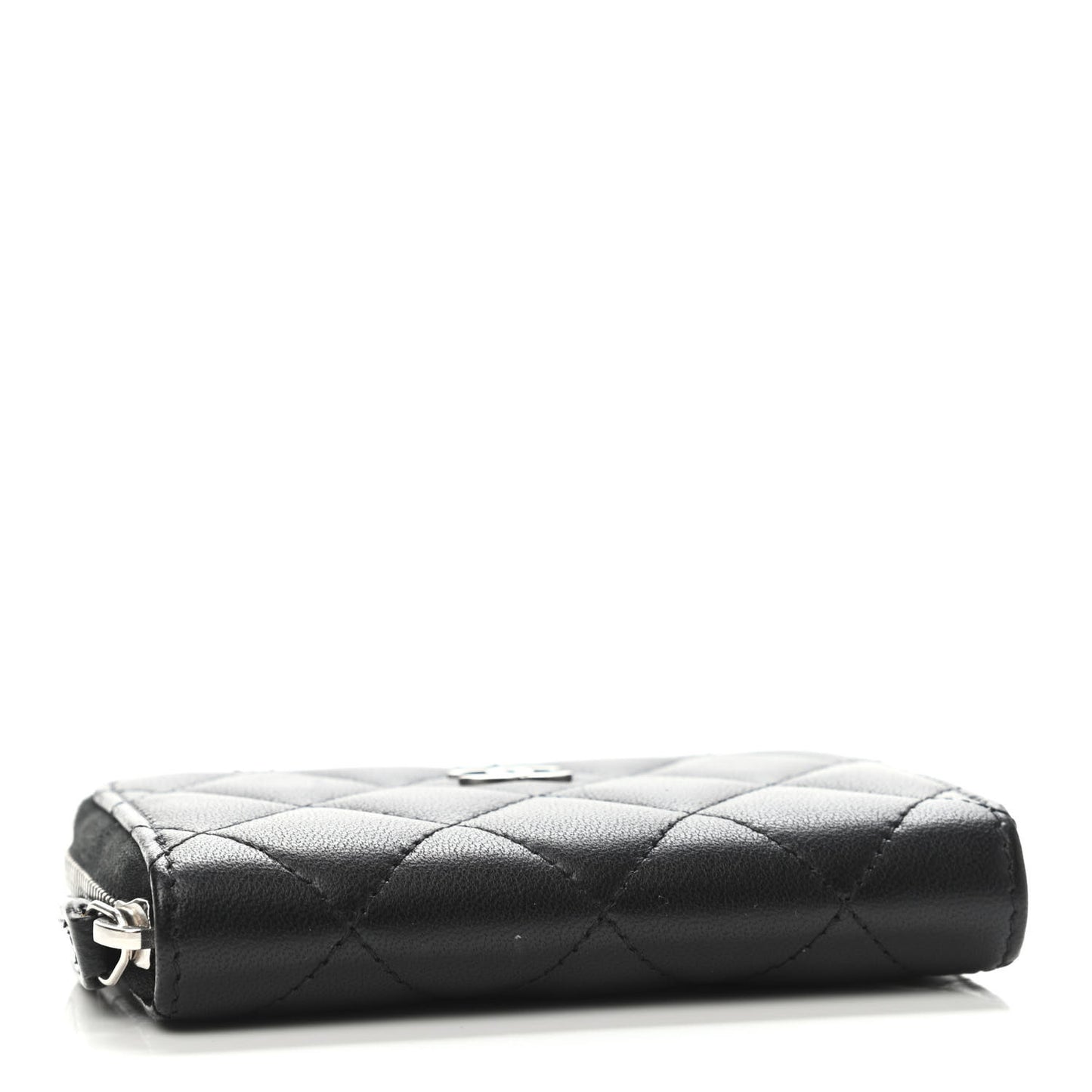 Lambskin Quilted Zip Coin Purse Black