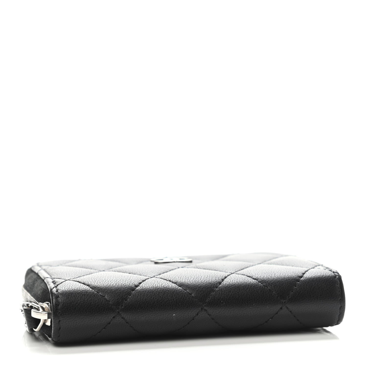 Chanel Lambskin Quilted Zip Coin Purse Black 3 of 4