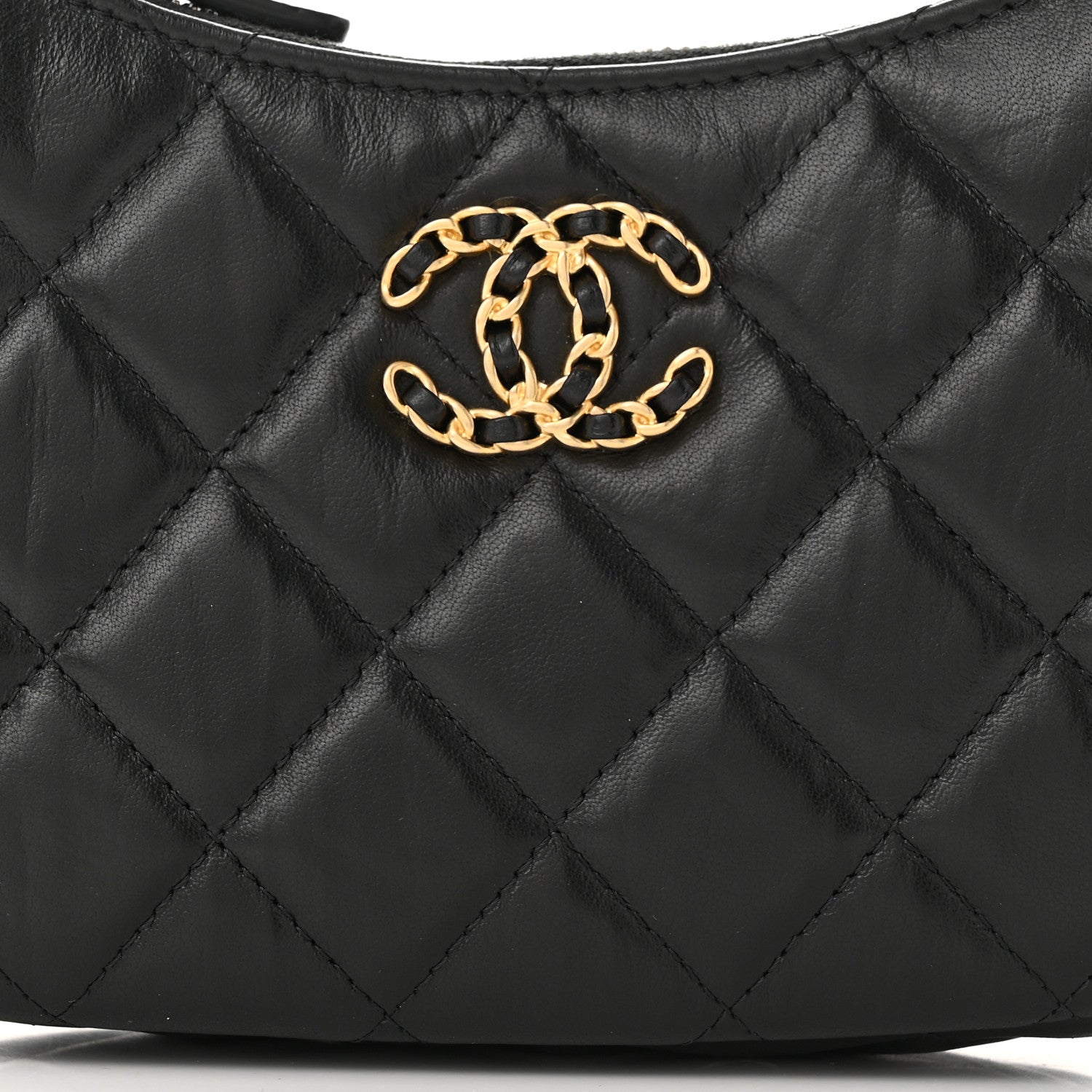 Chanel Crumpled Calfskin Quilted Braided CC Small Hobo Black 8 of 11
