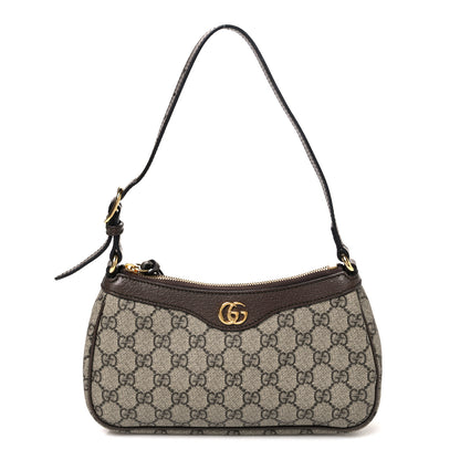 Gucci GG Supreme Monogram Textured Dollar Calfskin Small Ophidia Hobo Beige Ebony New Acero 1 of 10