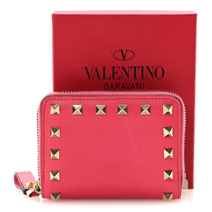 Valentino Garavani Calfskin Rockstud Zip Around Coin Case Card Holder Shadow Pink 8 of 8