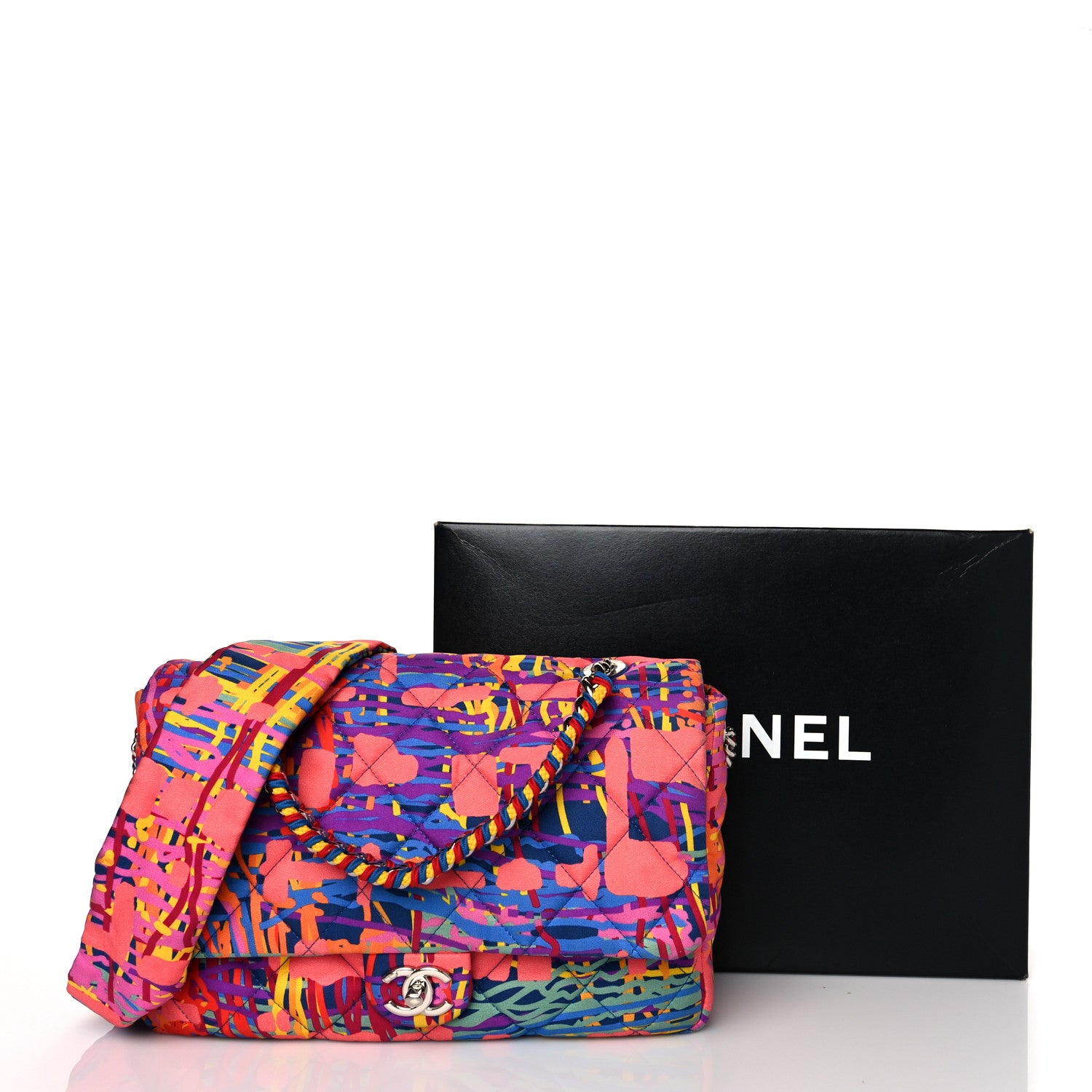 Chanel Foulard Fabric Quilted Printed Flap Pink 11 of 11