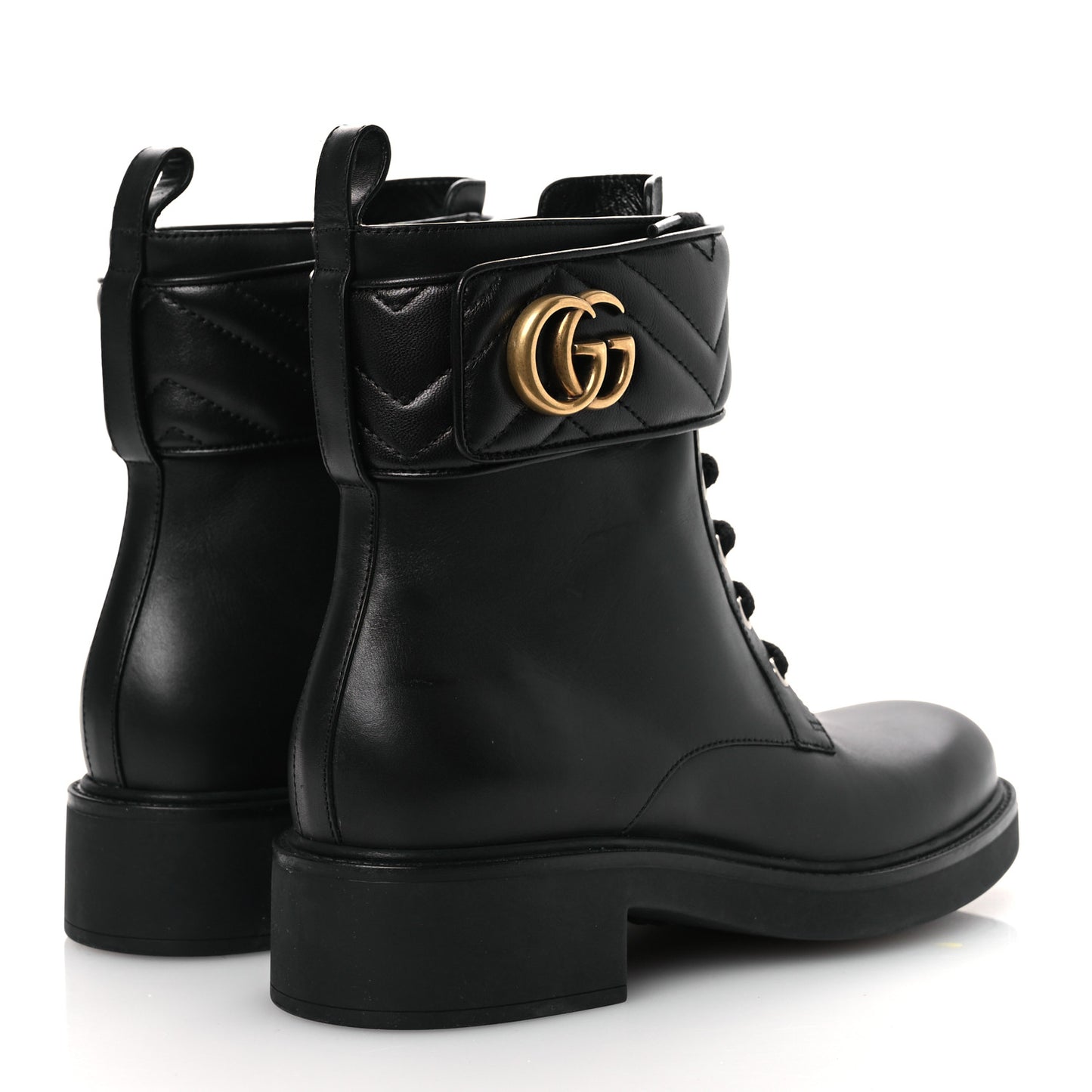 Flores Calfskin Nappa Matelasse GG 40mm Ankle Boots 39.5 Black