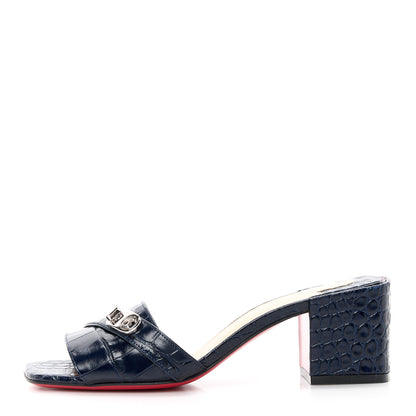 Christian Louboutin Calfskin Crocodile Embossed Lock Art 55 Ali Mule Sandals 36 Obscur 1 of 8