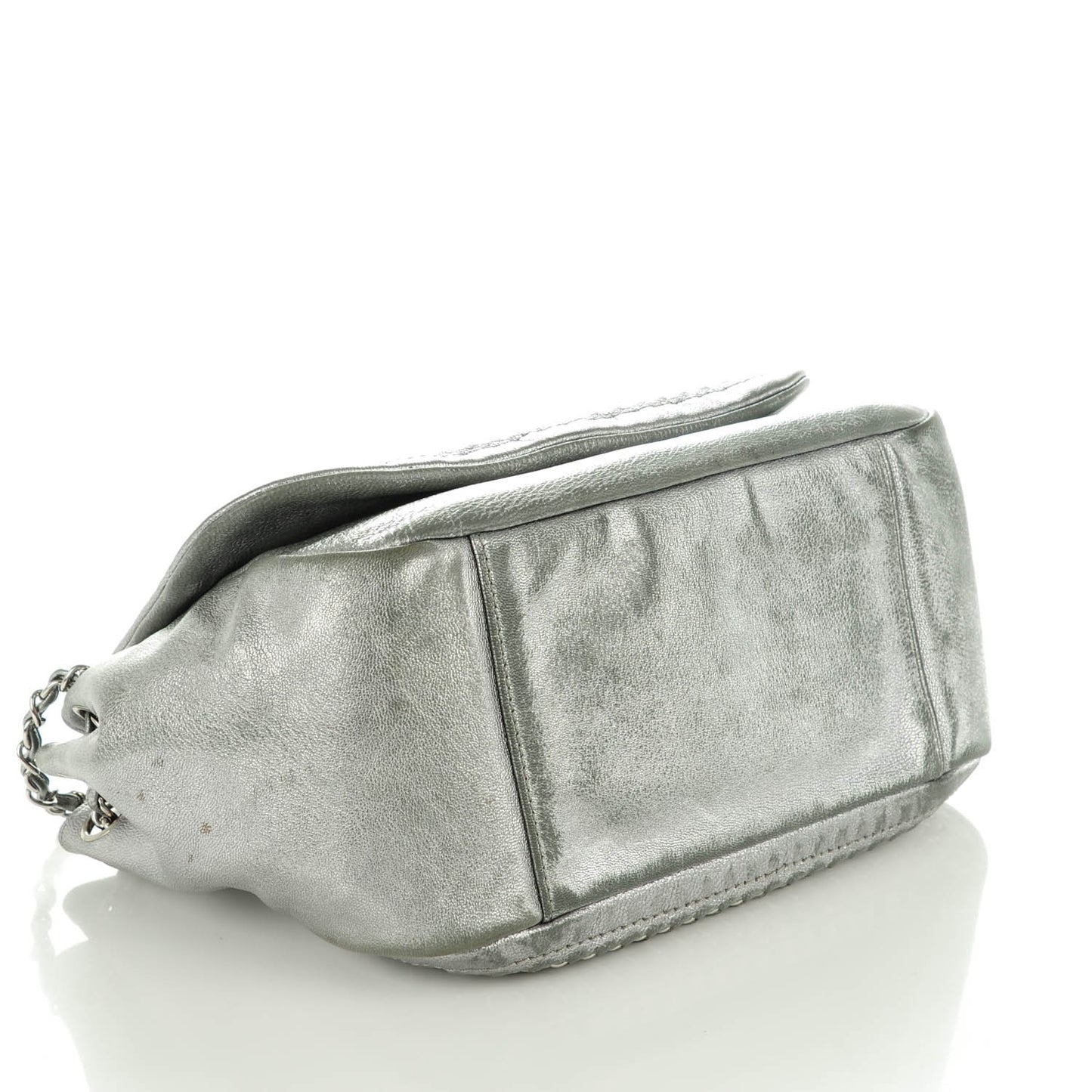 Metallic Goatskin Luxe Ligne Flap Silver