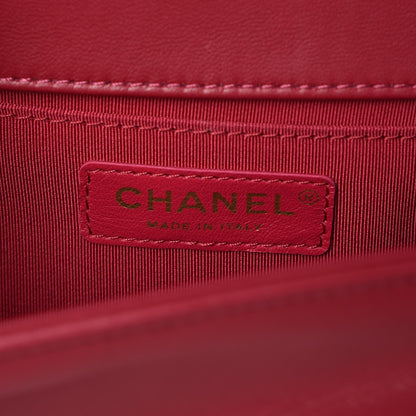 Chanel Lambskin Chevron Quilted Medium Boy Flap Dark Pink 6 of 8
