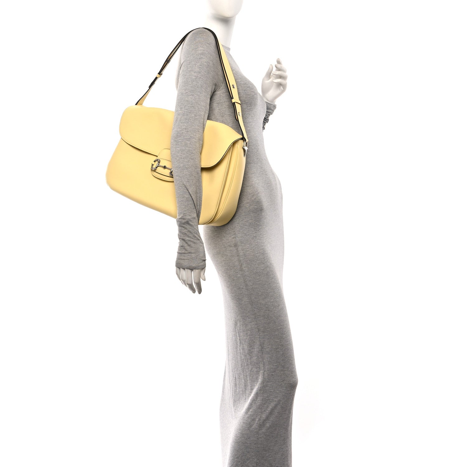 Gucci Calfskin Large Aura Horsebit 1955 Shoulder Bag Butter 2 of 10