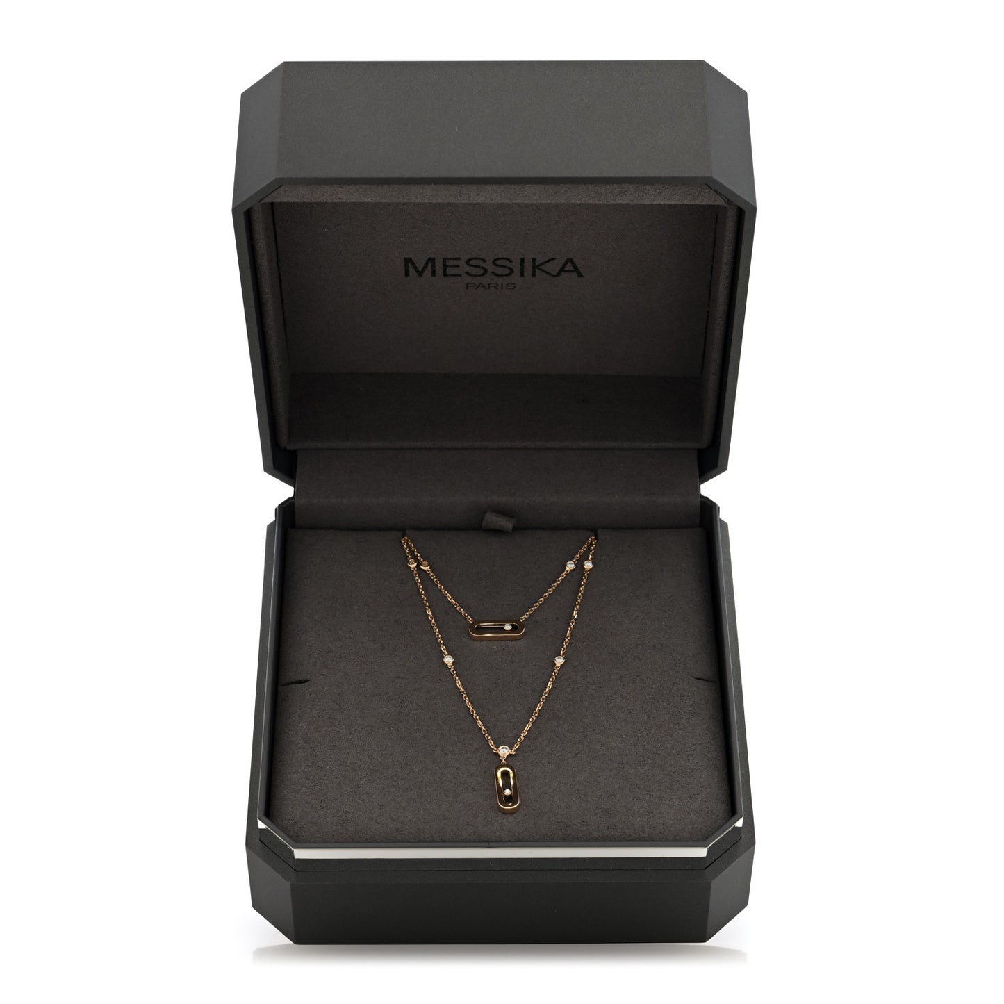 18K Yellow Gold Diamond Move Uno 2 Rows Necklace