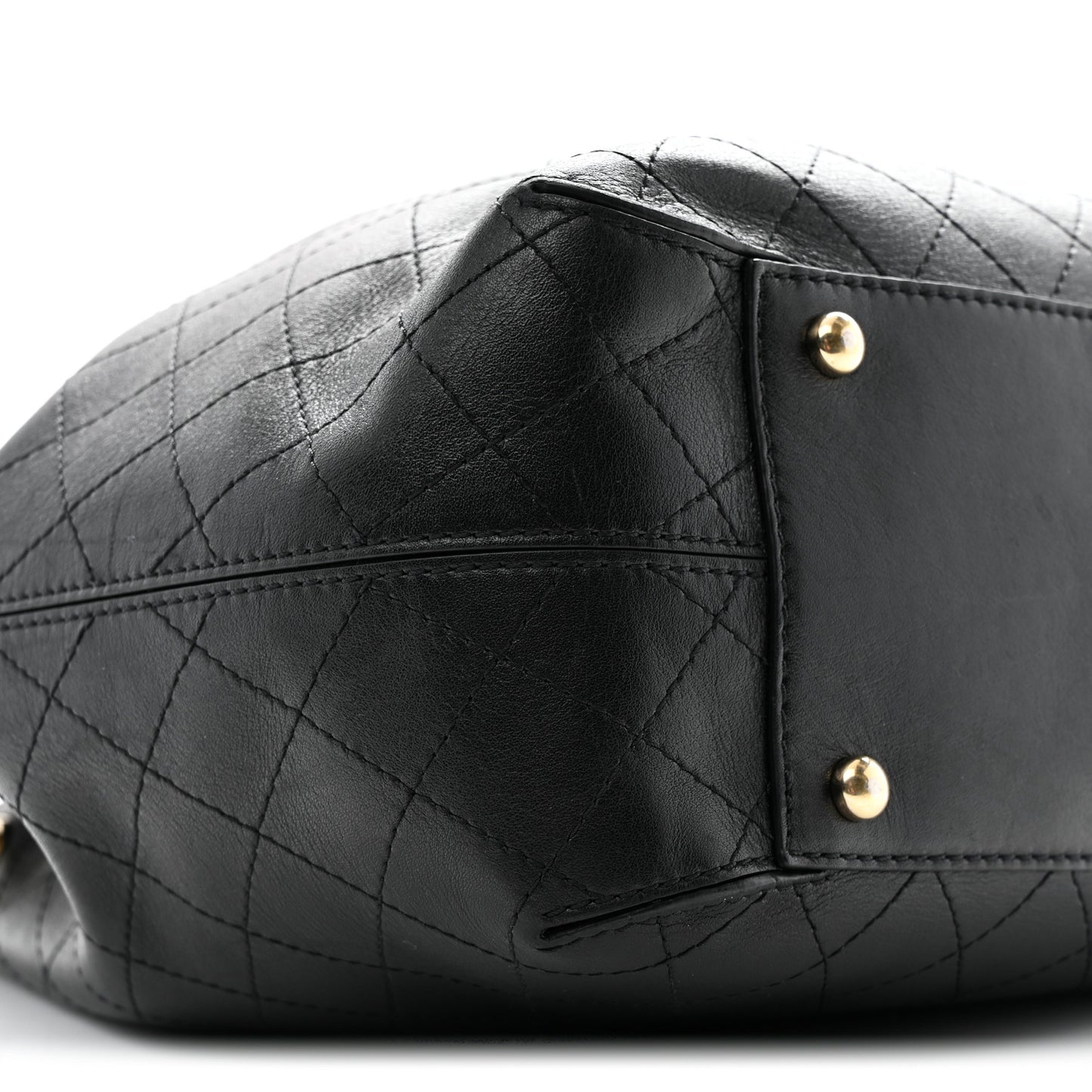 Calfskin Stitched Drawstring Bag Black