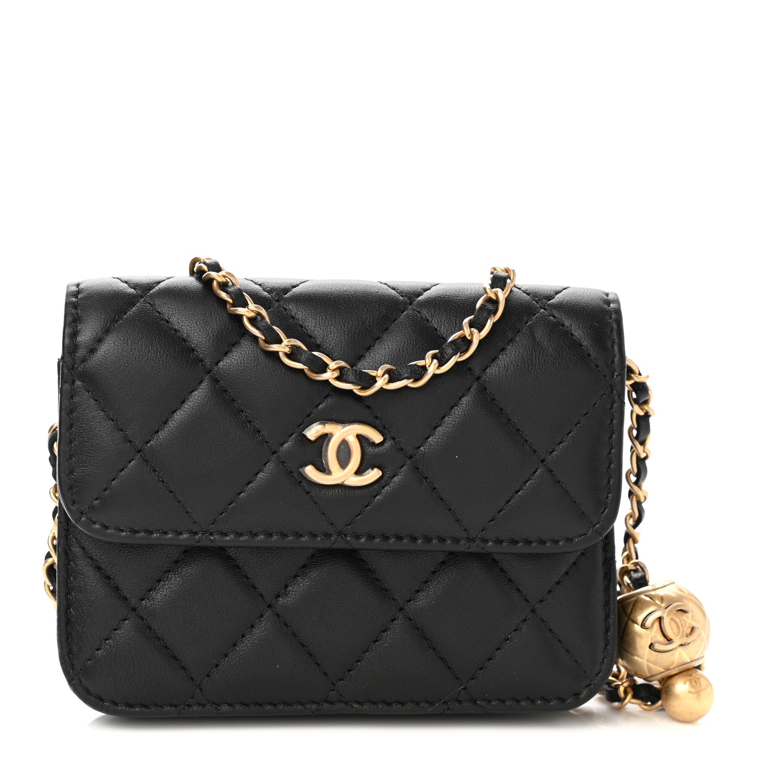 Chanel Lambskin Quilted Pearl Crush Flap With Chain Black 1 of 11