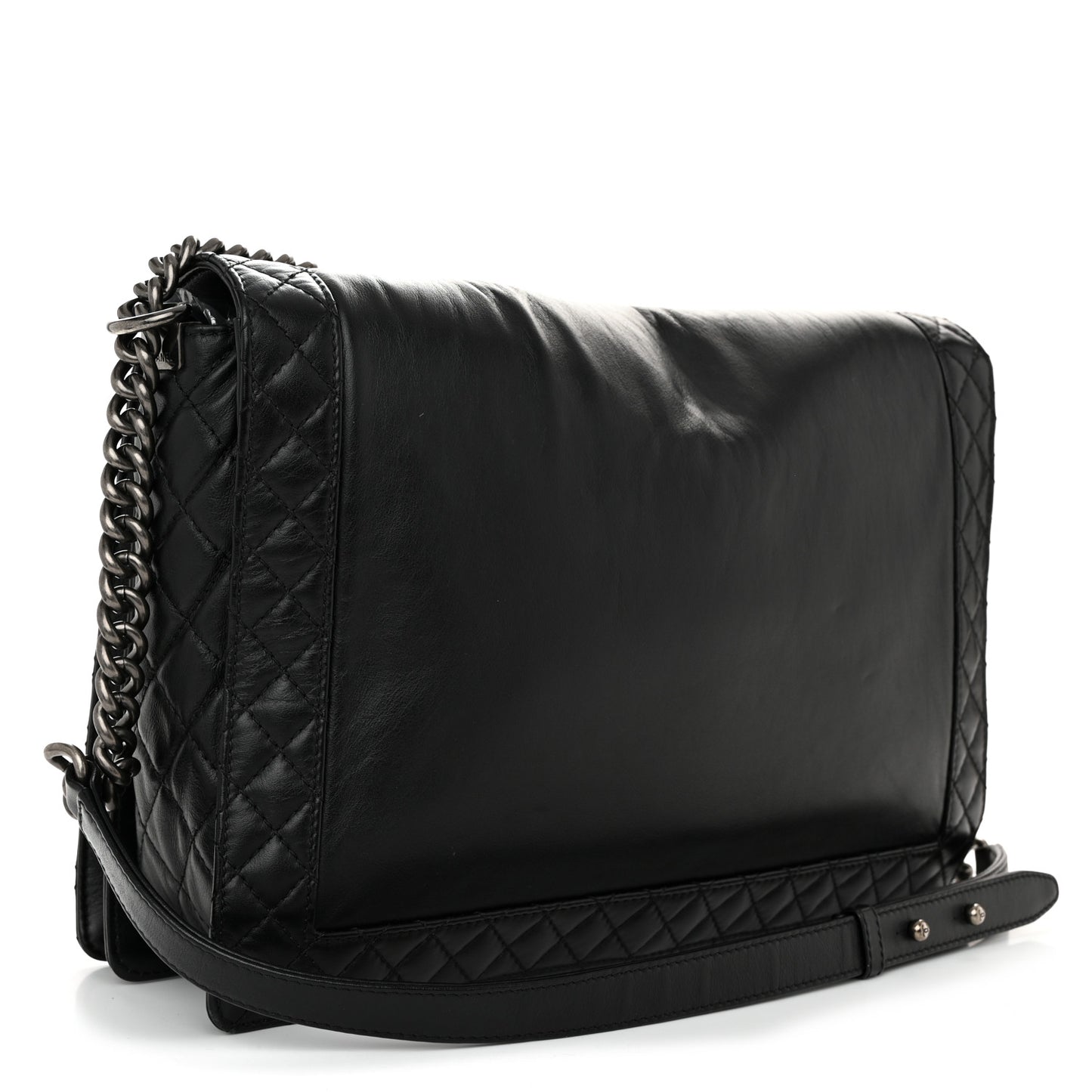 Calfskin Enchained XL Boy Flap Black