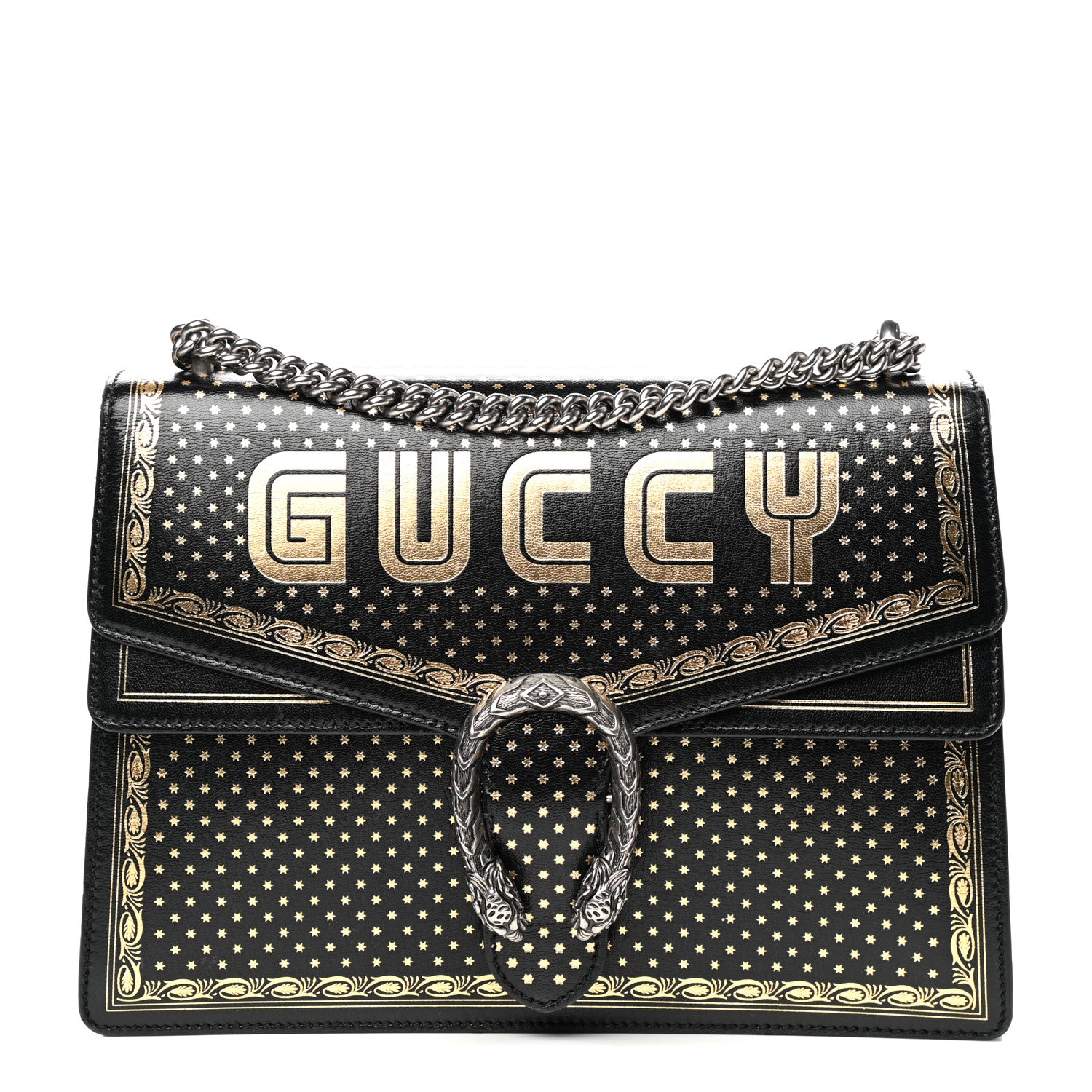 Gucci X SEGA Calfskin GUCCY Stars Medium Dionysus Shoulder Bag Black Gold 1 of 13