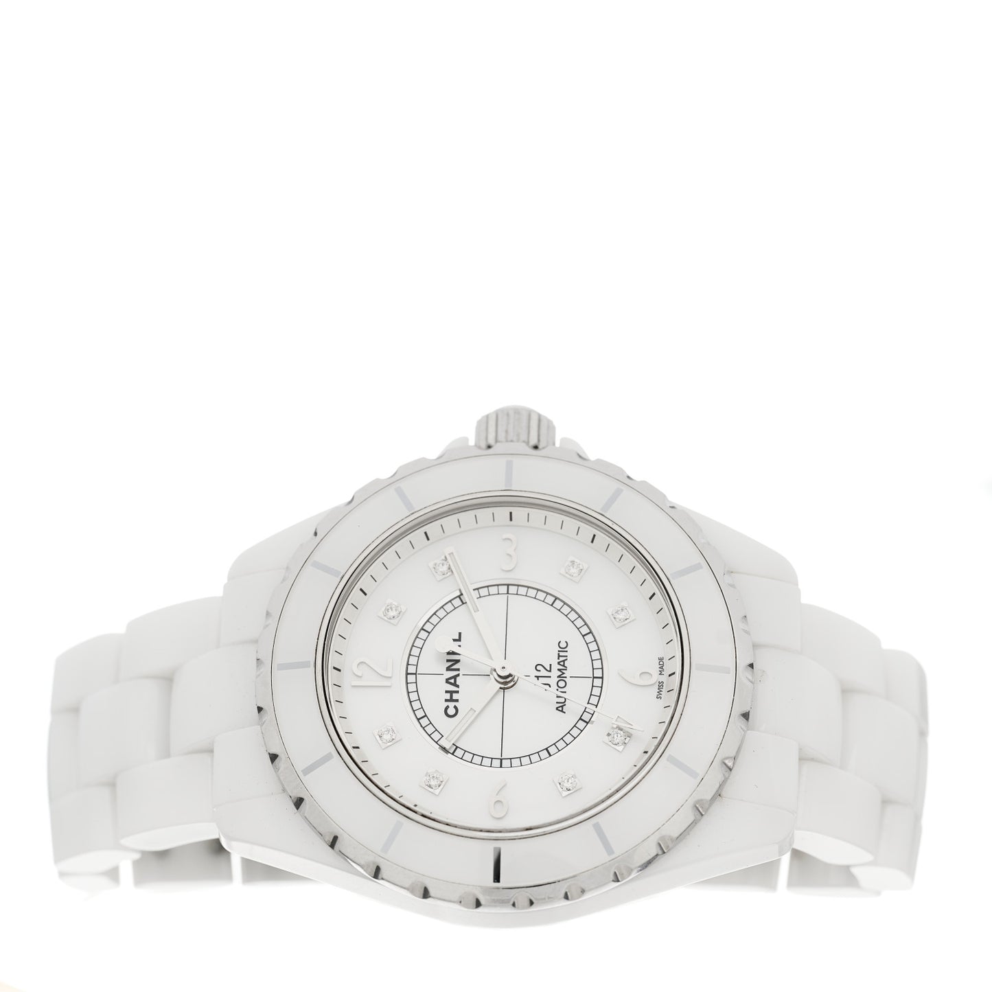 Stainless Steel Ceramic Diamond 38mm J12 Automatic Watch White
