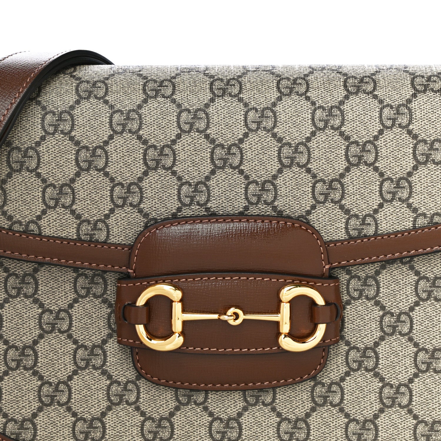 Gucci GG Supreme Monogram Horsebit 1955 Shoulder Bag Beige Brown Sugar 9 of 13