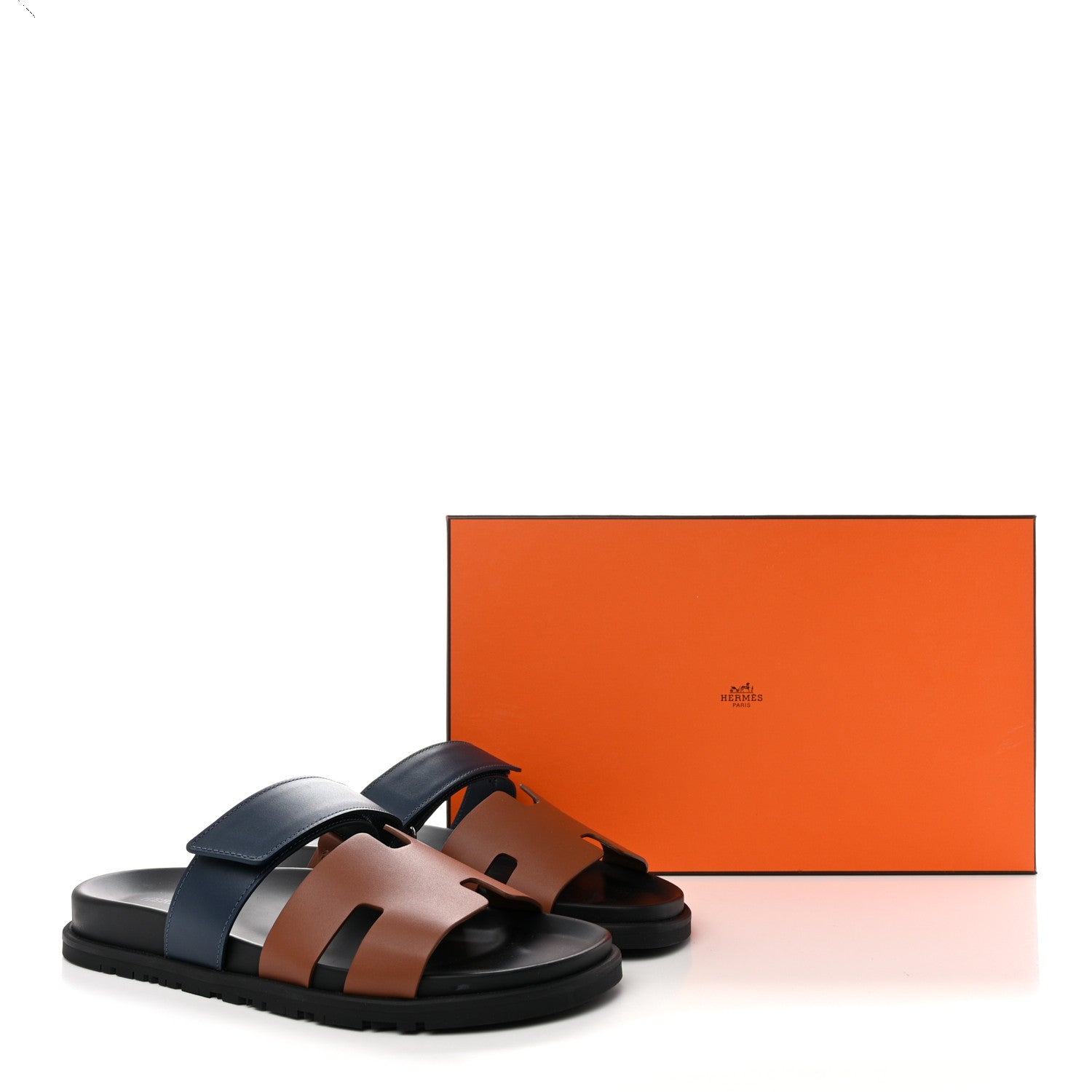 Hermes Calfskin Mens Chypre Sandals 40 Gold Bleu Celeste 9 of 9