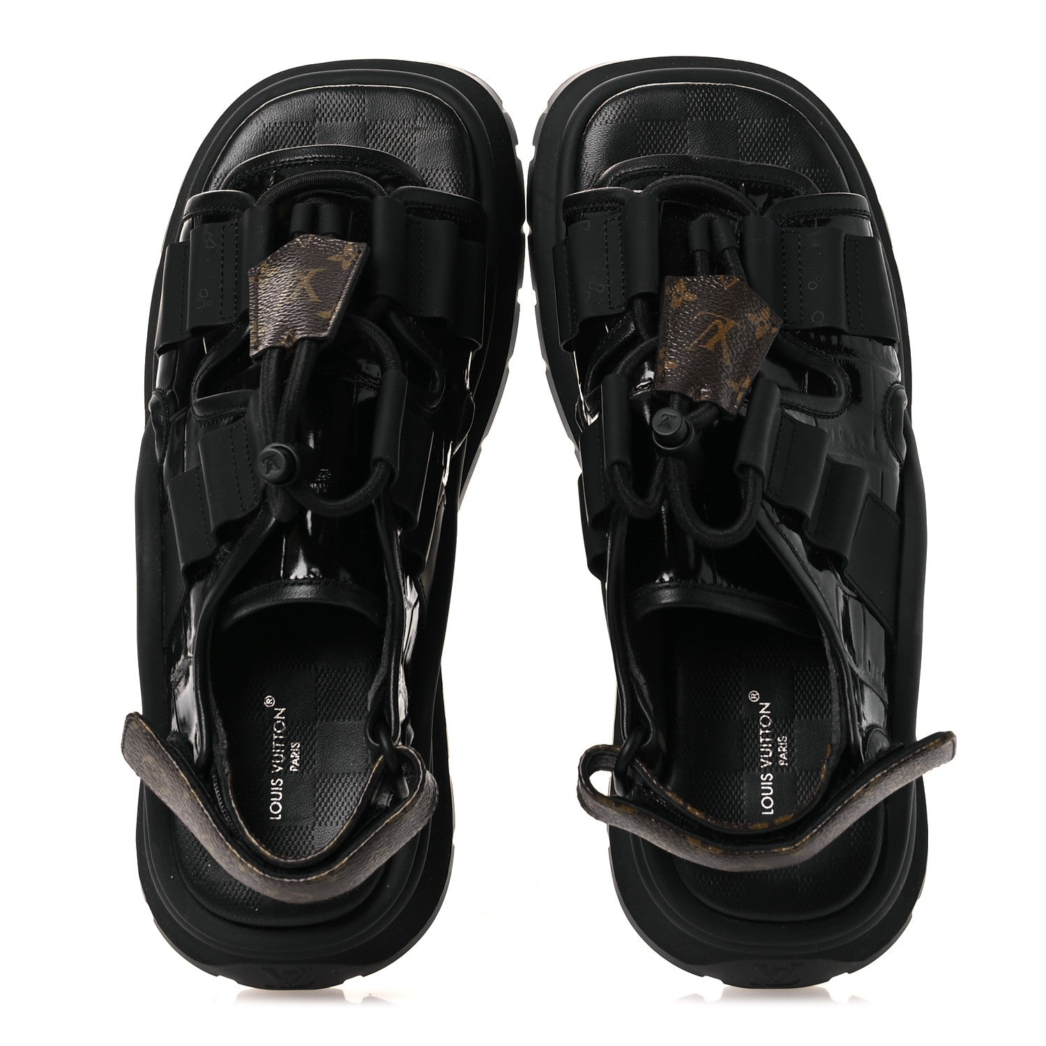 Louis Vuitton Lambskin Sunset Comfort Platform Sandals 38 Black 2 of 11