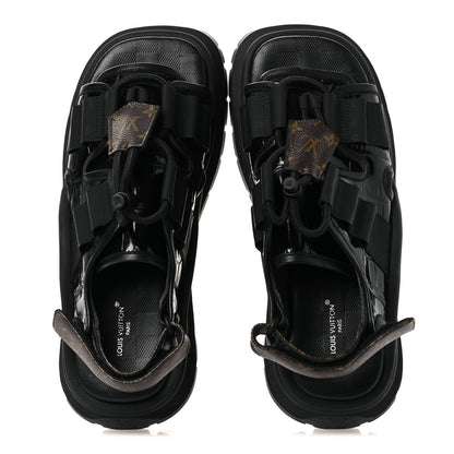 Louis Vuitton Lambskin Sunset Comfort Platform Sandals 38 Black 2 of 11