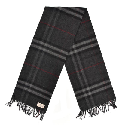 Burberry Cashmere Giant Check Fringe Scarf Grey 2 of 4