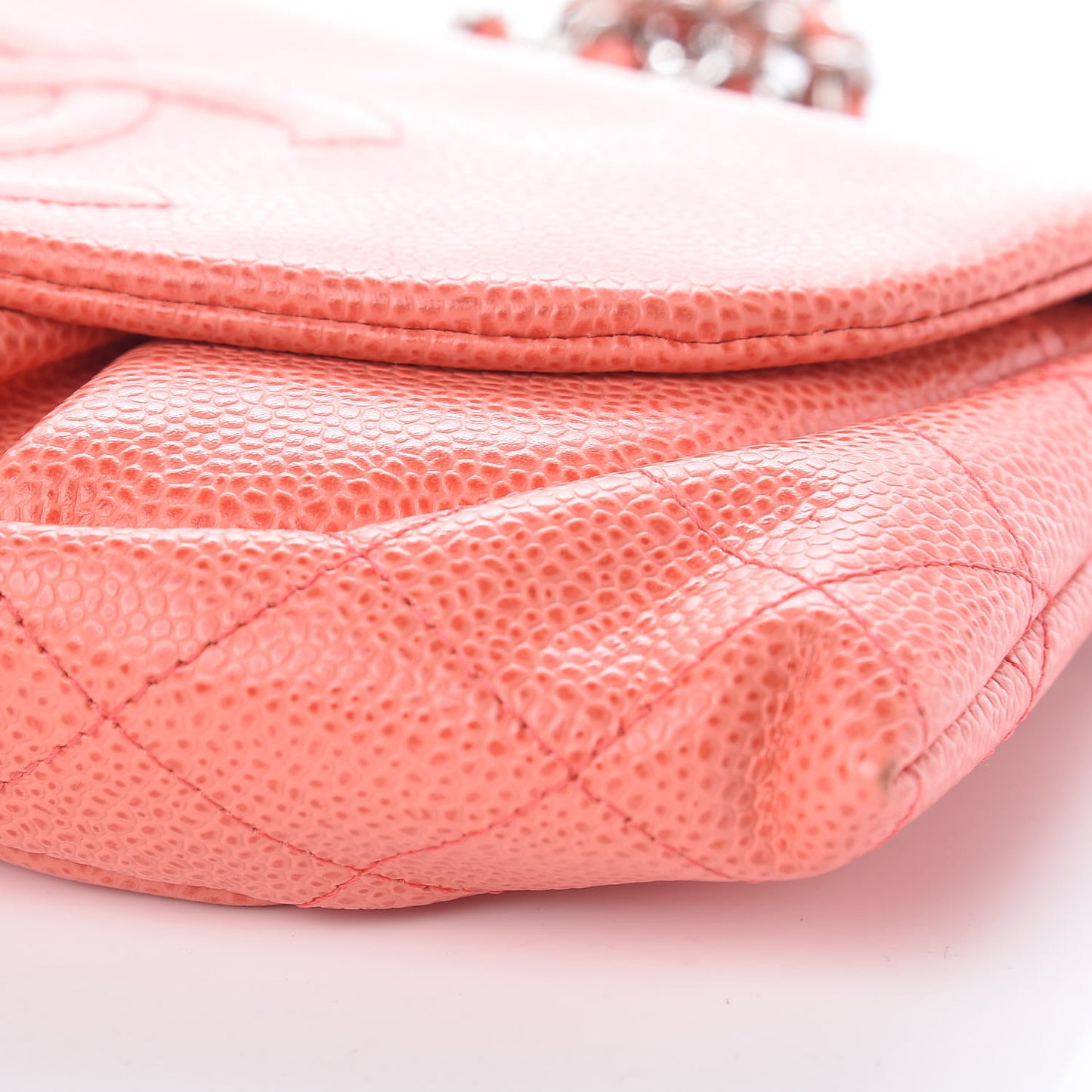Caviar Half Moon Wallet On Chain WOC Coral