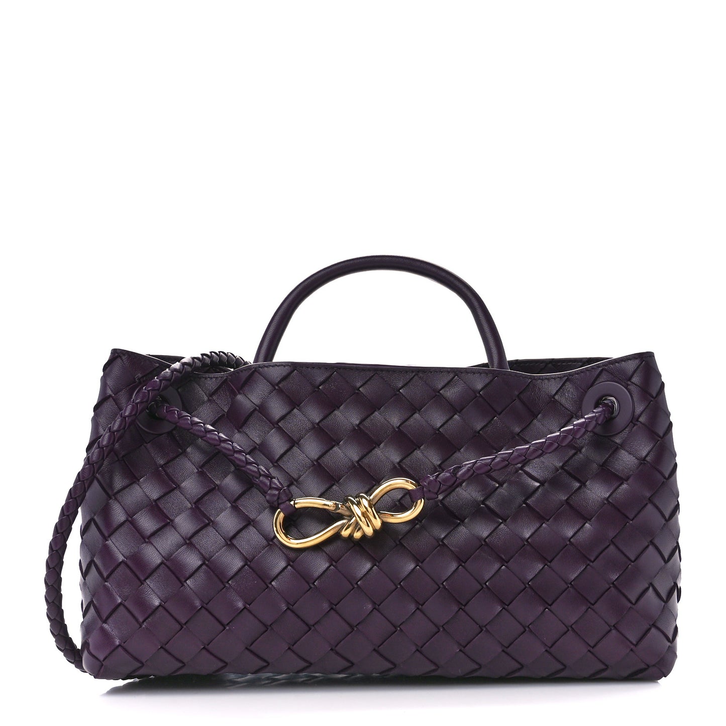 Nappa Intrecciato Small East West Andiamo Shoulder Bag Dark Mystic