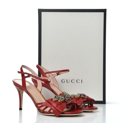Gucci Nappa Queen Margaret Mid Heel Sandals 40 Hibiscus Red 11 of 11