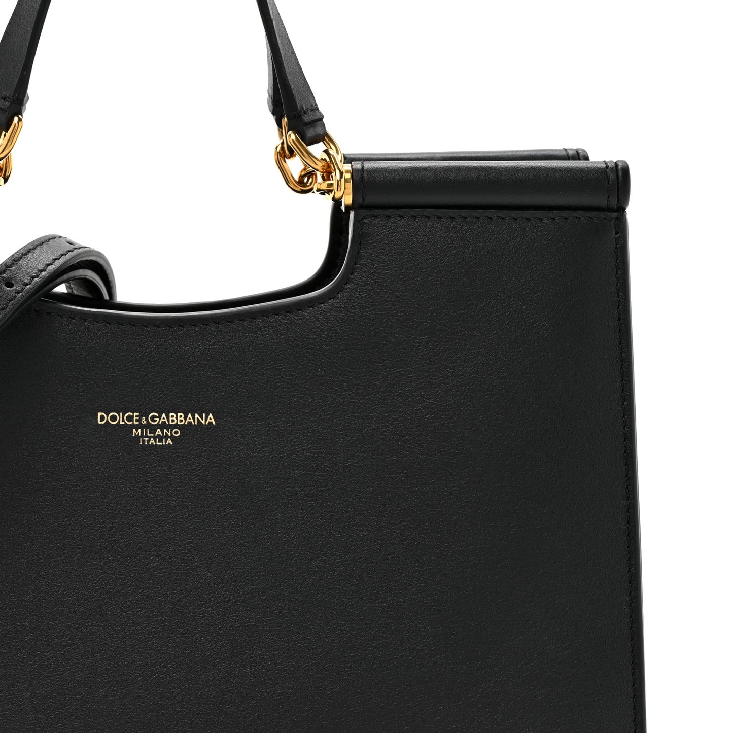 Calfskin Small Sicily Shopper Bag Black