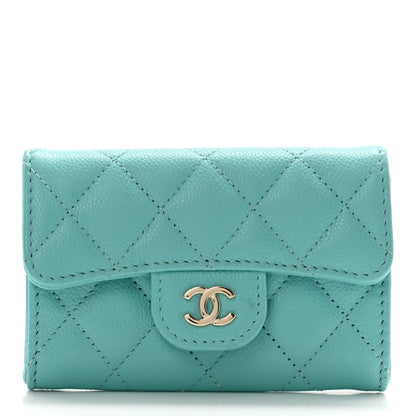 Chanel Caviar Quilted Flap Card Holder Wallet Turquoise 1 of 11