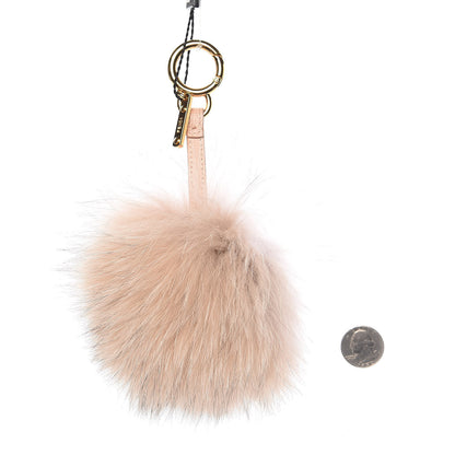 Fendi Fox Fur Vitello Elite Bi-Color Pom Pom Bag Charm Rosa Cammello Cipria 2 of 3
