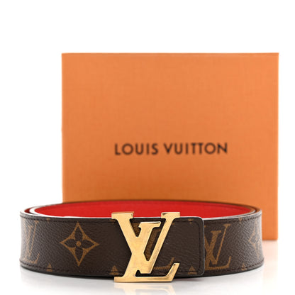 Louis Vuitton Monogram Calfskin LV Initiales Reversible Belt 75 30 Red 6 of 6