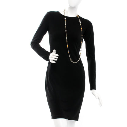 Chanel Pearl Beaded CC Long Necklace Brown Gold 2 of 6