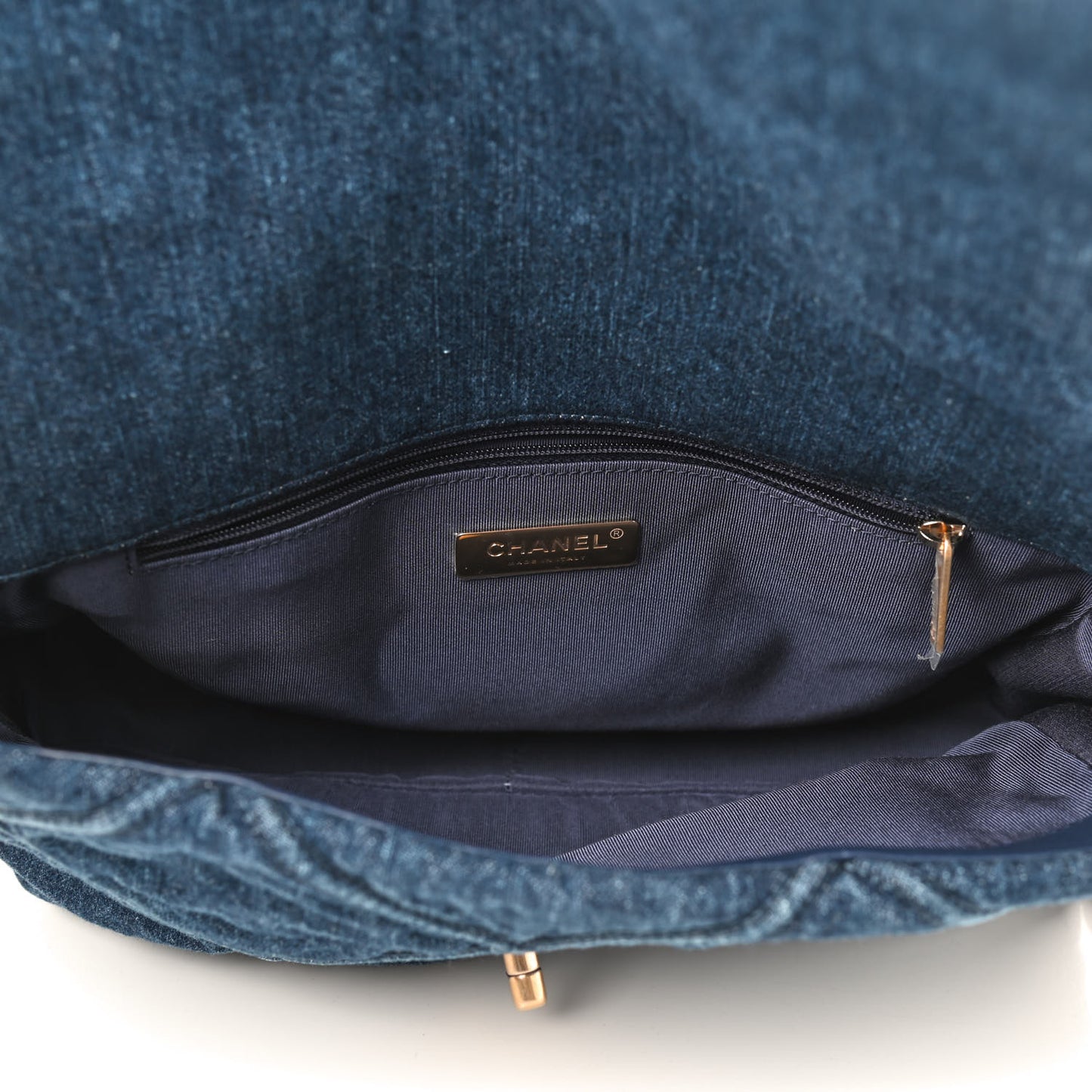 Denim Quilted Large Chanel 19 Flap Blue