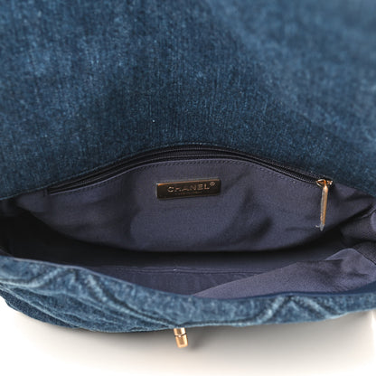 Chanel Denim Quilted Large Chanel 19 Flap Blue 5 of 9