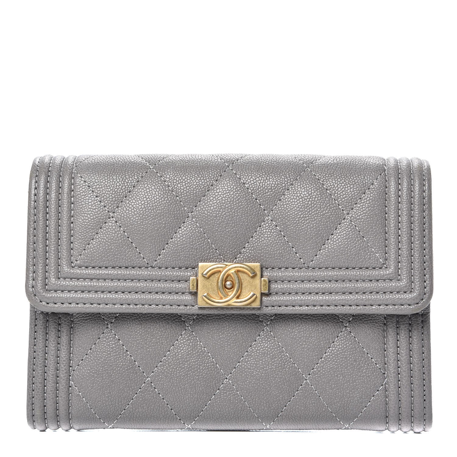 Chanel Caviar Quilted Medium Boy Flap Wallet Grey 1 of 11