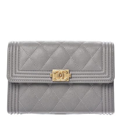Chanel Caviar Quilted Medium Boy Flap Wallet Grey 1 of 11