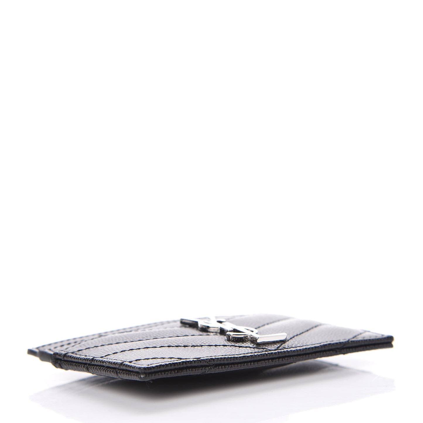 Grain De Poudre Matelasse Chevron Monogram Credit Card Case Black