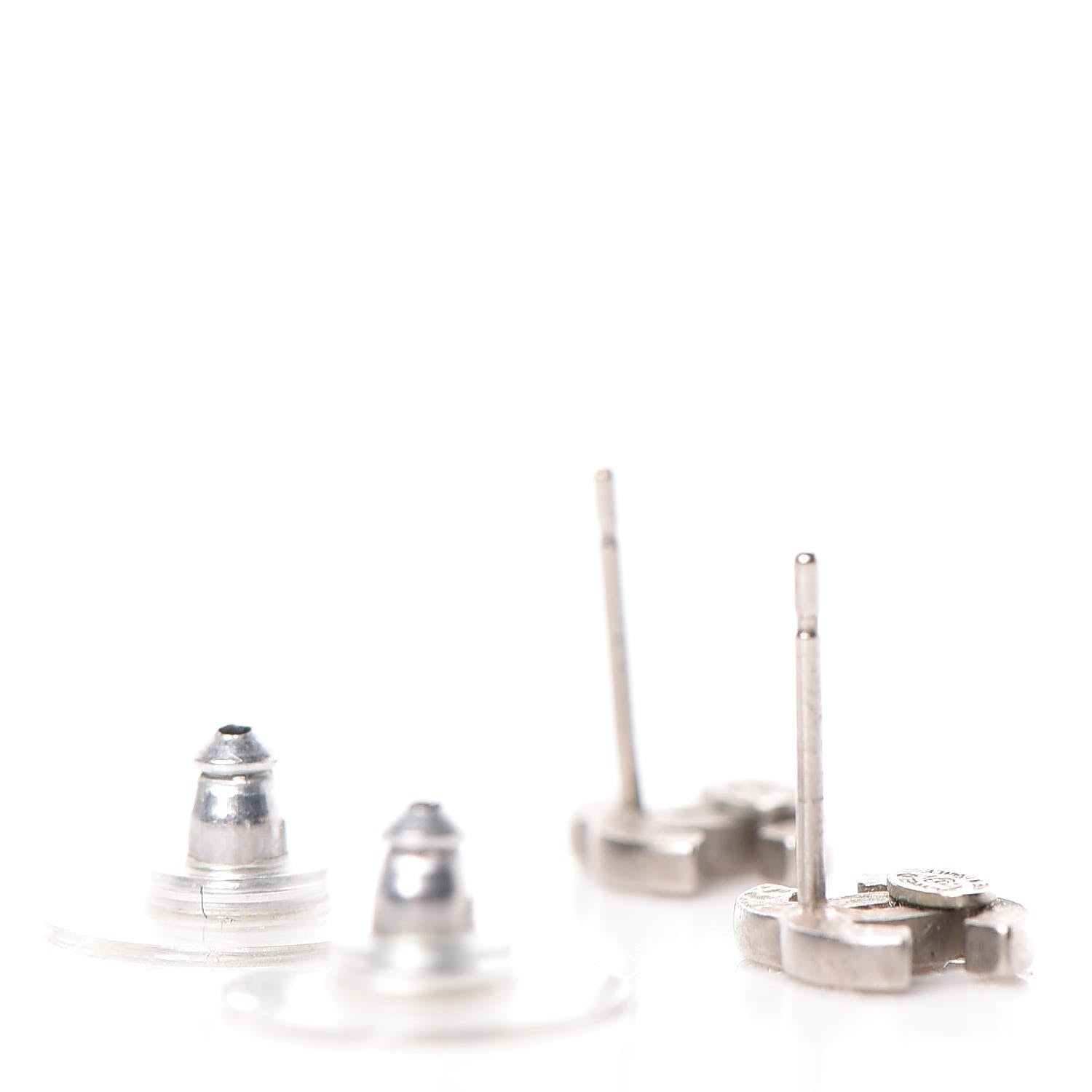 Chanel Crystal Mini Timeless CC Earrings Silver 4 of 4