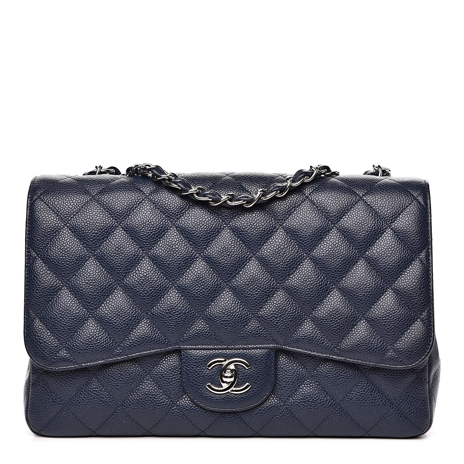 Chanel Caviar Quilted Jumbo Single Flap Dark Blue 1 of 12