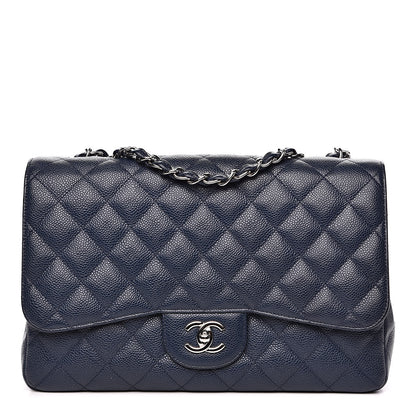 Chanel Caviar Quilted Jumbo Single Flap Dark Blue 1 of 12