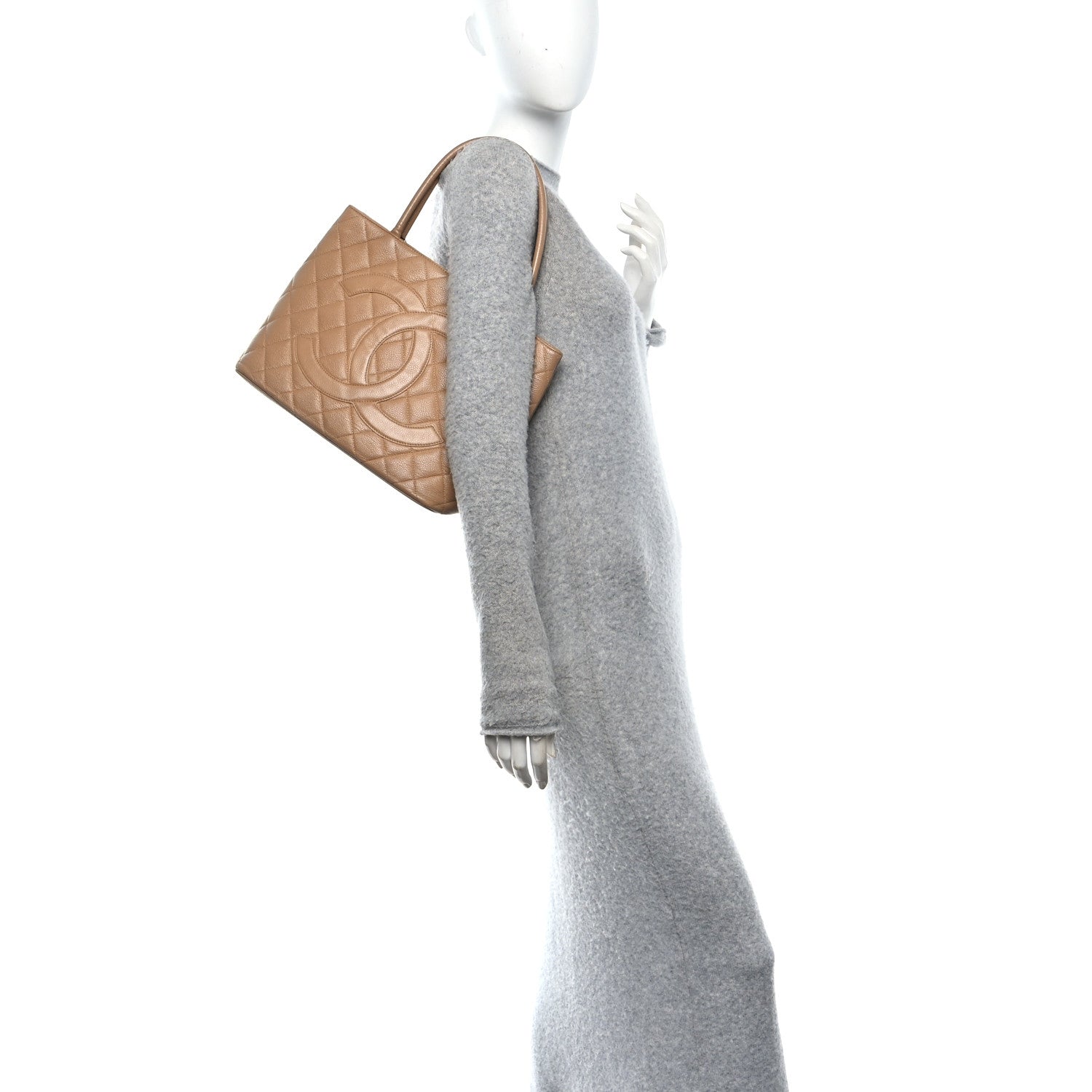 Chanel Caviar Quilted Medallion Tote Beige 2 of 10