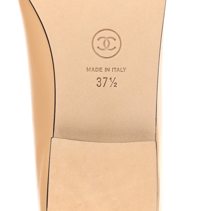 Chanel Lambskin Cap Toe CC Ballerina Flats 37.5 Beige Black 6 of 9