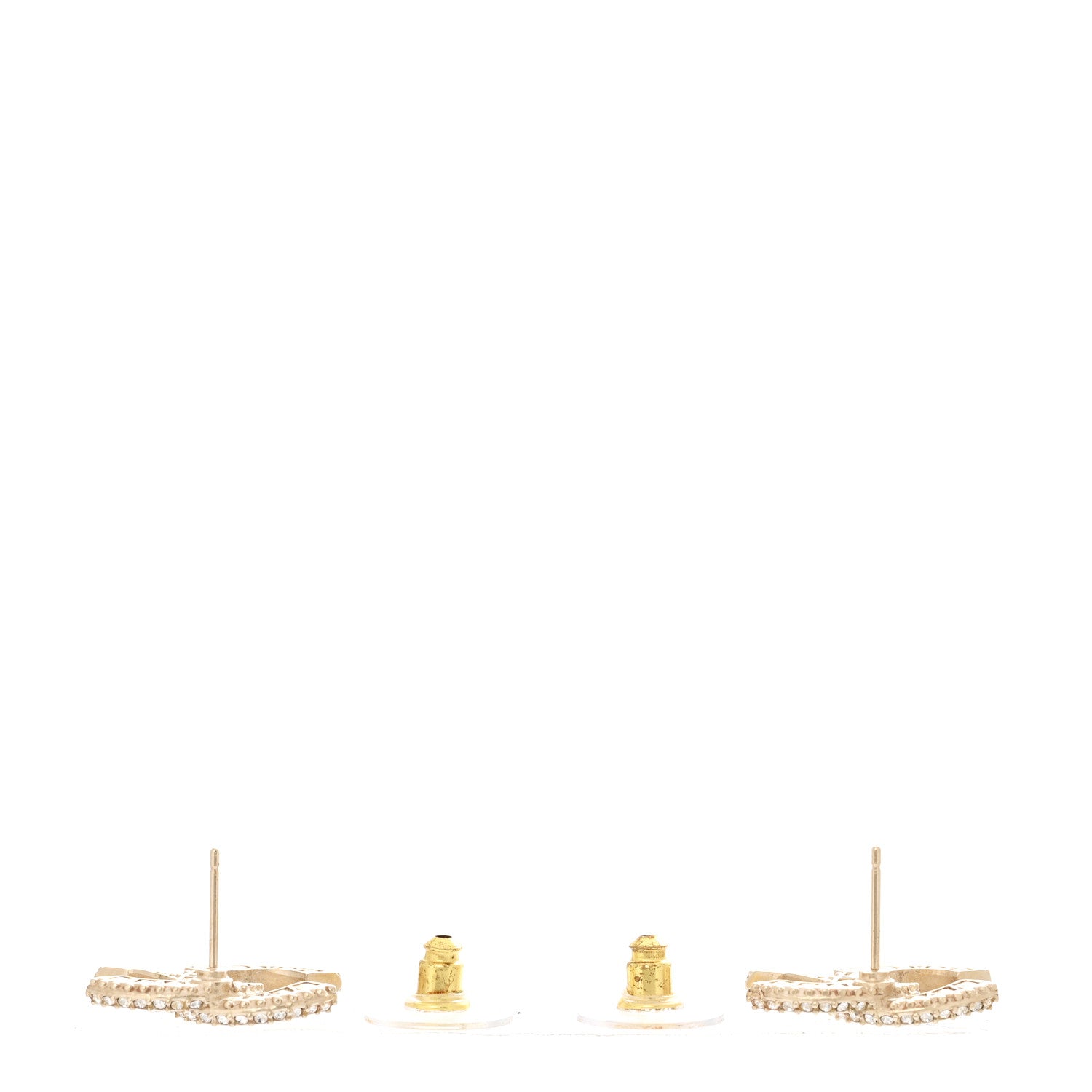 Chanel Crystal Timeless CC Earrings Light Gold 3 of 5