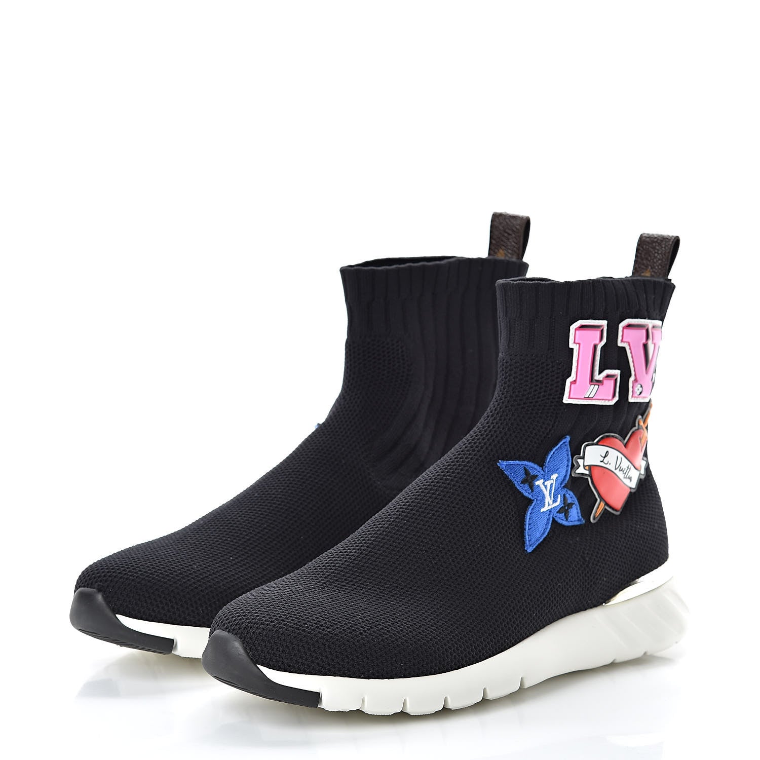 Louis Vuitton Stretch Fabric LV Black Heart Sock Sneaker 36.5 Black 3 of 10