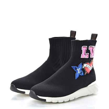 Louis Vuitton Stretch Fabric LV Black Heart Sock Sneaker 36.5 Black 3 of 10