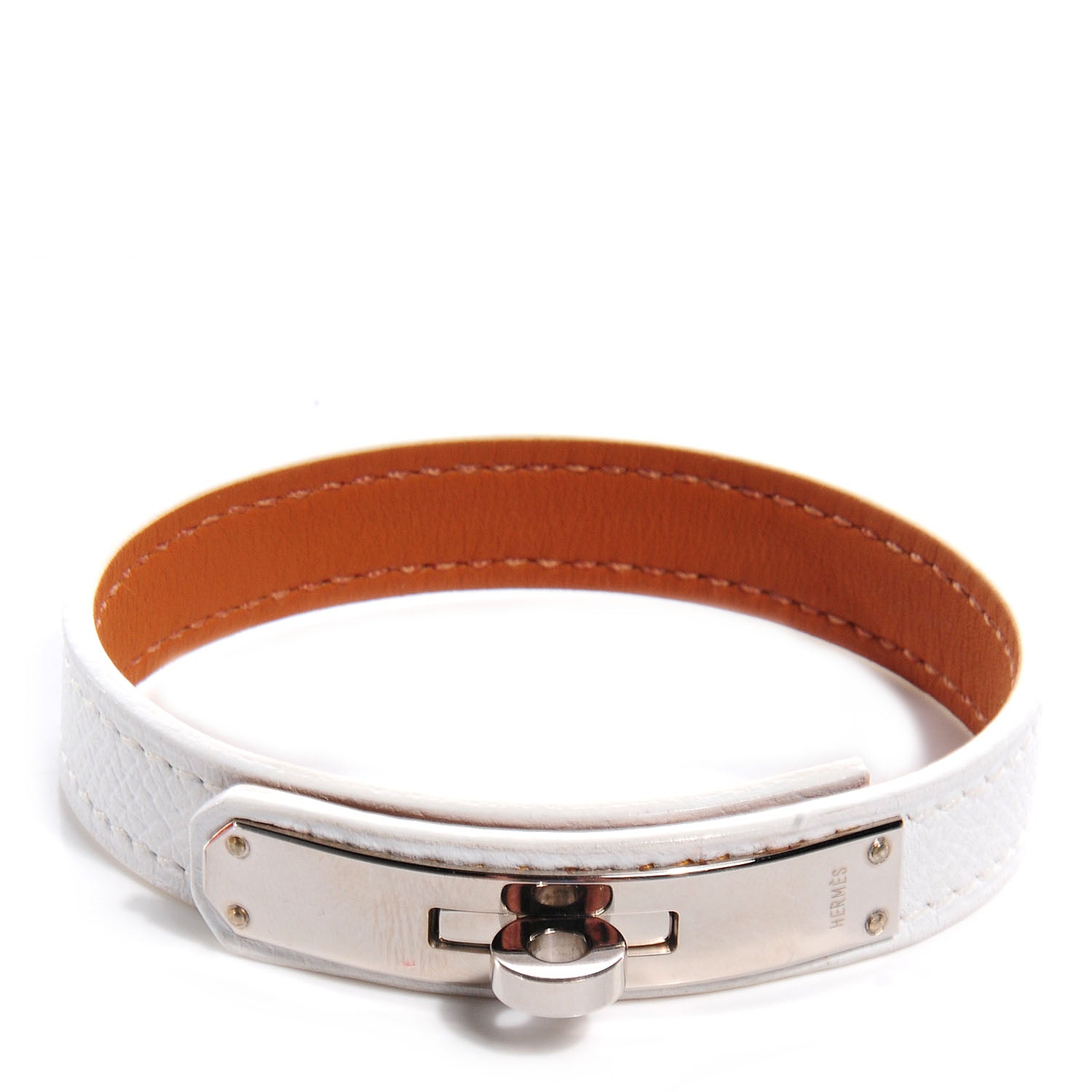 Hermes Epsom Kelly Single Tour Bracelet White L 1 of 5