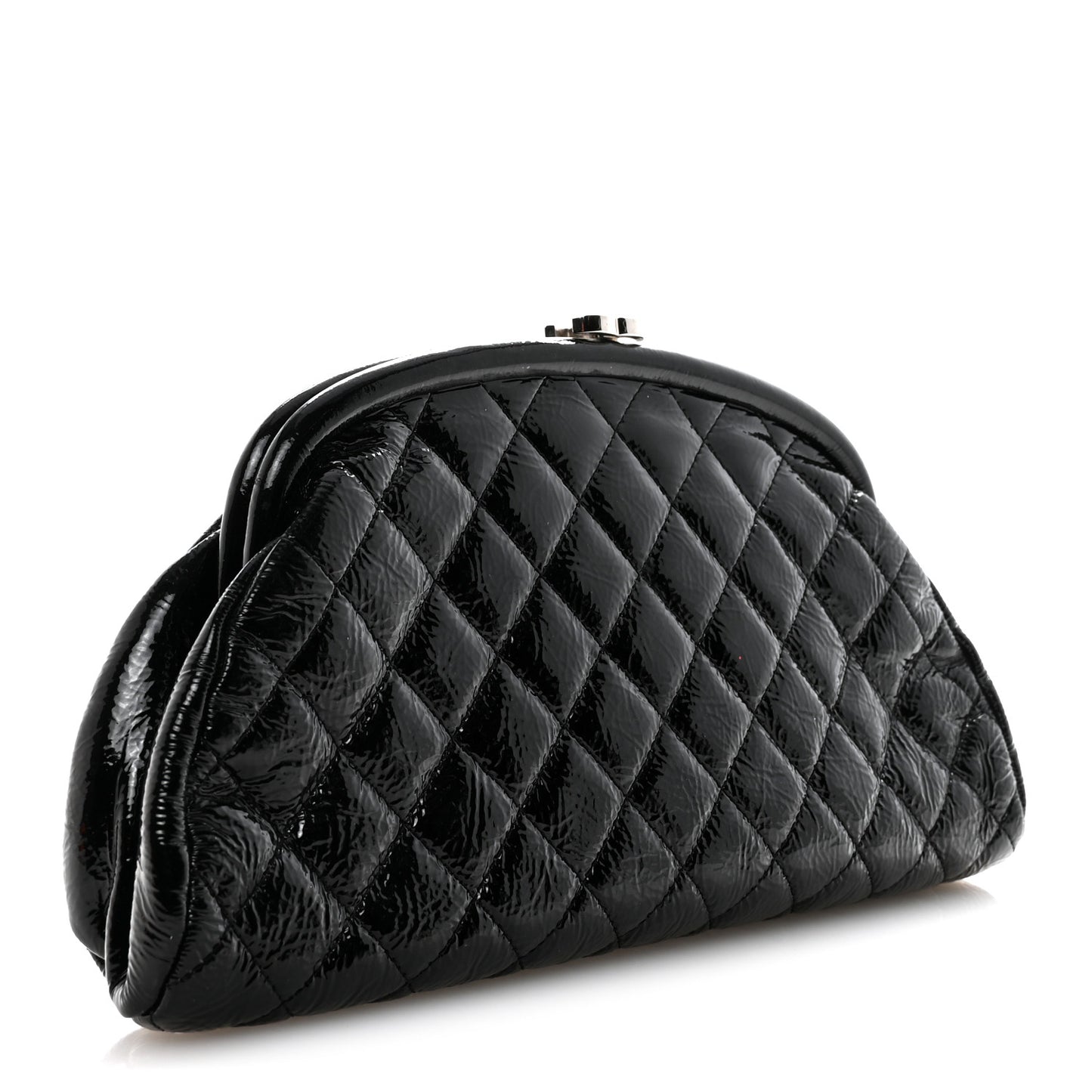 Distressed Patent Quilted Timeless Clutch Black